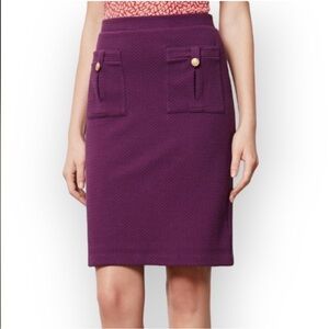 Vanessa Virginia for Anthropologie Purple Textured Pocket Pencil Skirt, Small